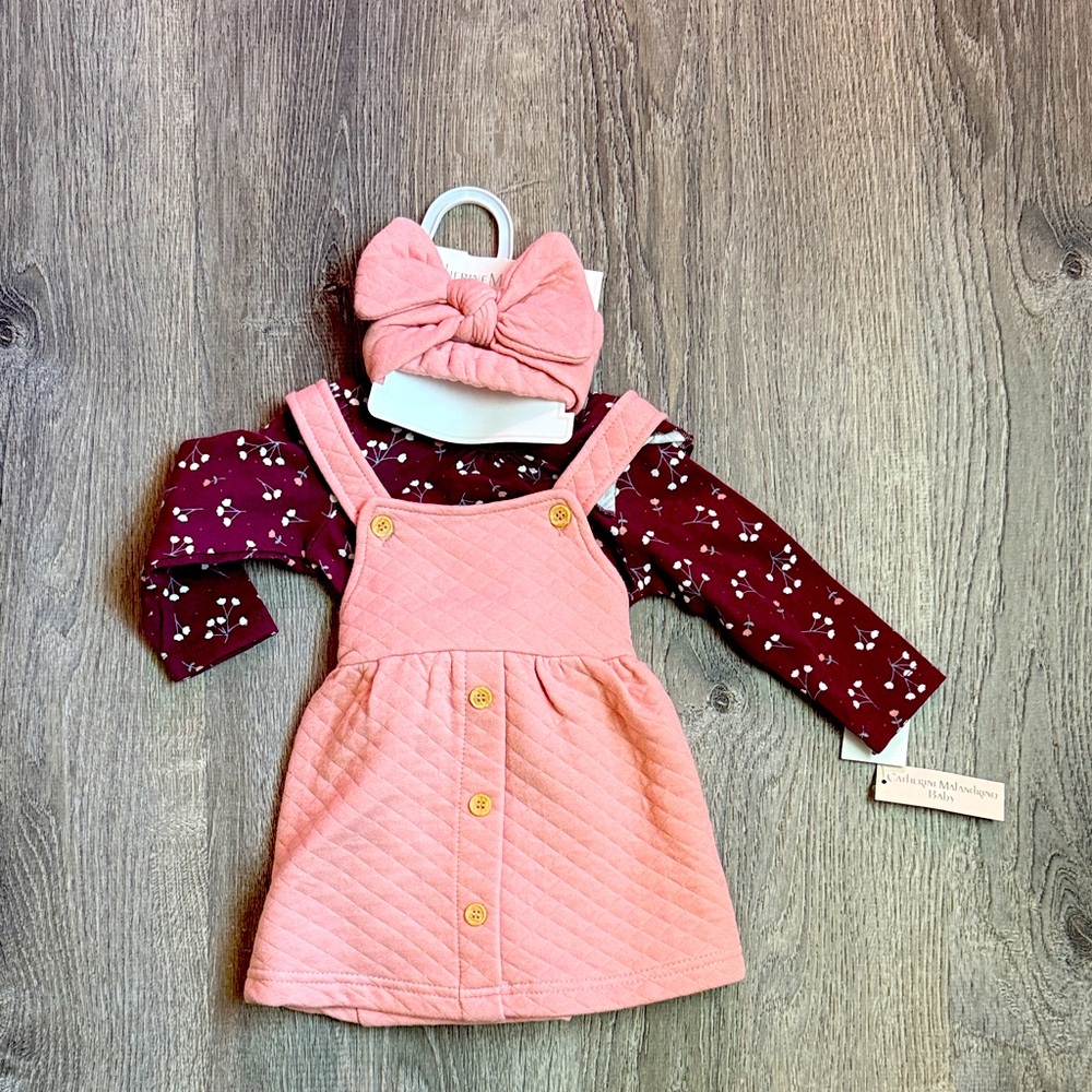 Catherine Malandrino Pink and Burgundy Baby Outfit